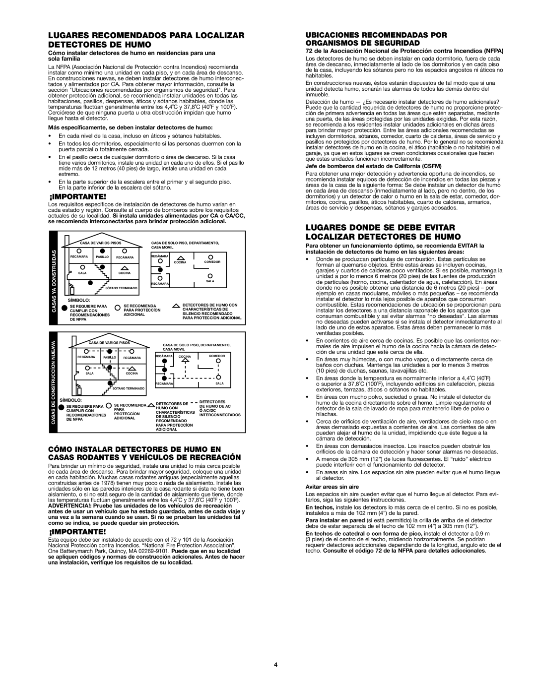 BRK electronic SA10YR manual Lugares Recomendados Para Localizar Detectores De Humo 