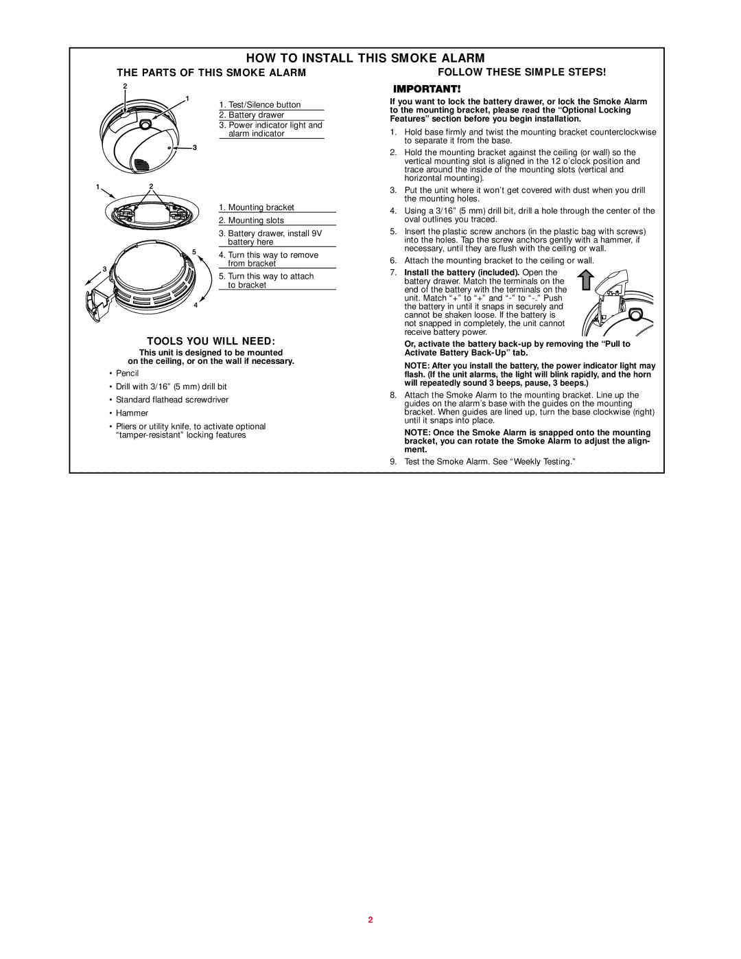 BRK electronic SA710 user manual HOW to Install this Smoke Alarm, Parts of this Smoke Alarm, Tools YOU will Need 