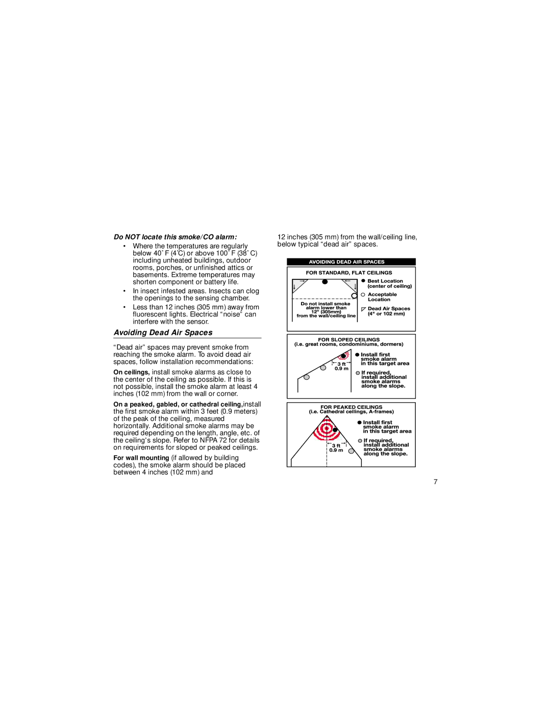 BRK electronic SC1000BN user manual Avoiding Dead Air Spaces 