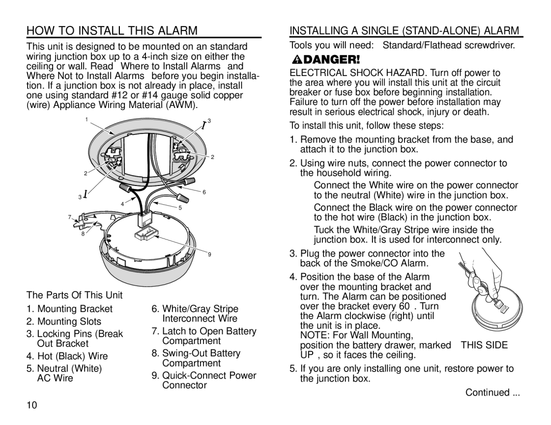 BRK electronic SC6120B user manual HOW to Install this Alarm, To install this unit, follow these steps, Parts Of This Unit 