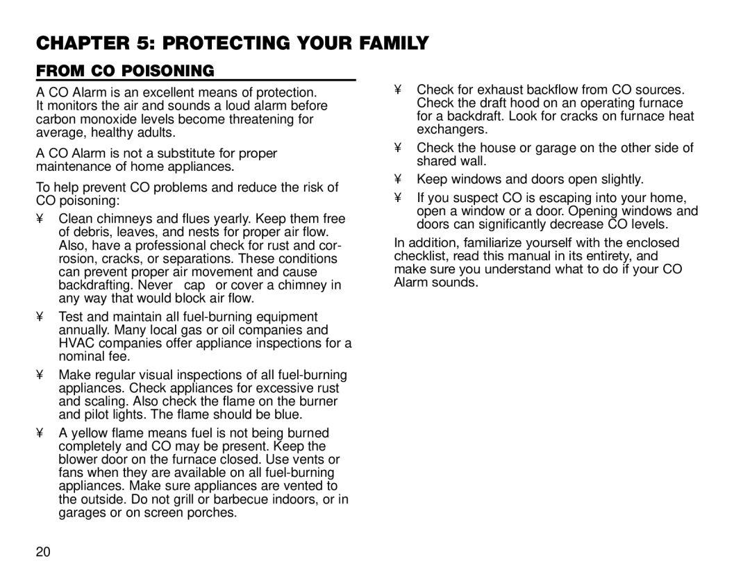 BRK electronic SC6120B user manual Protecting Your Family, From CO Poisoning 