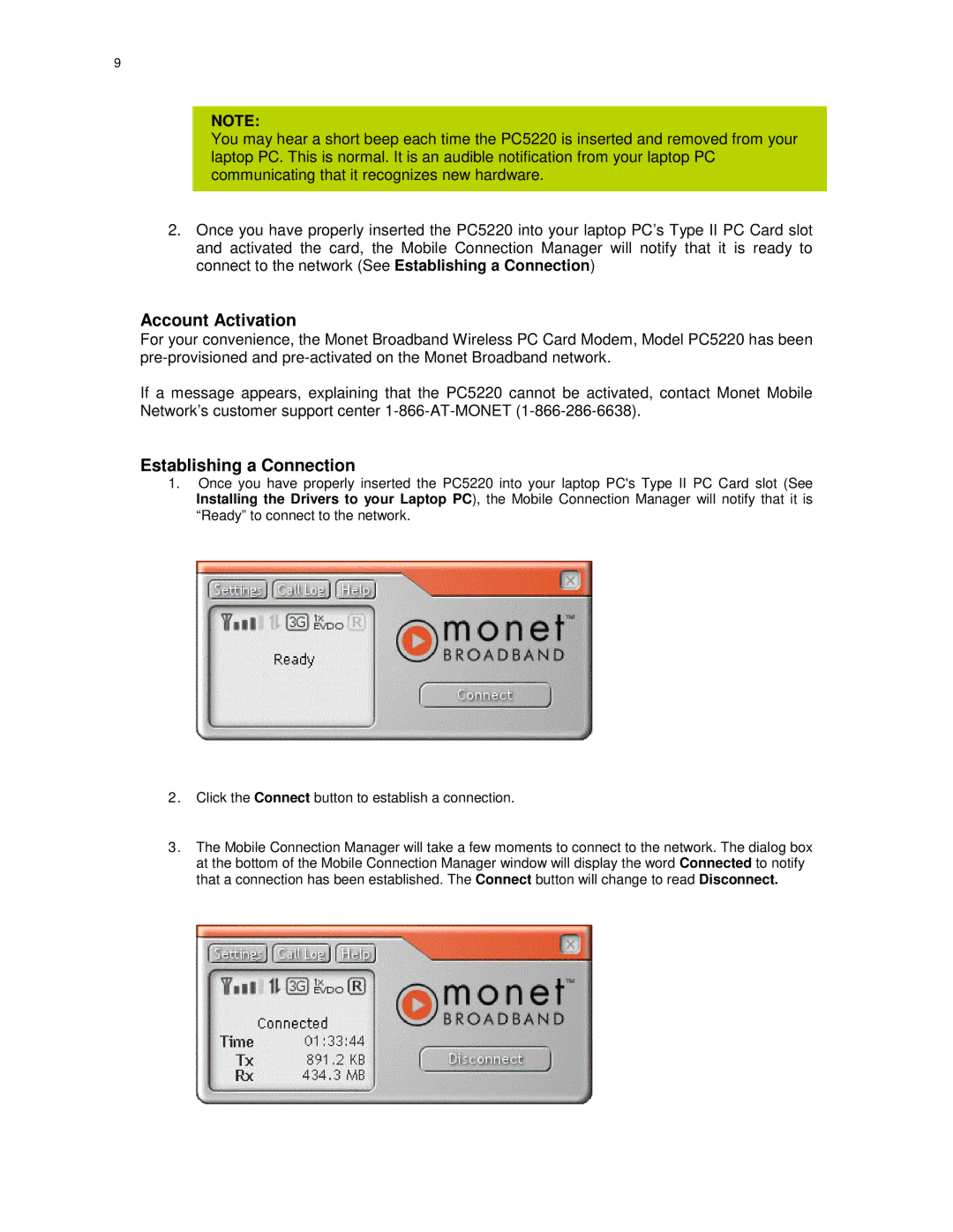 Broadband Products PC5220 manual Account Activation 