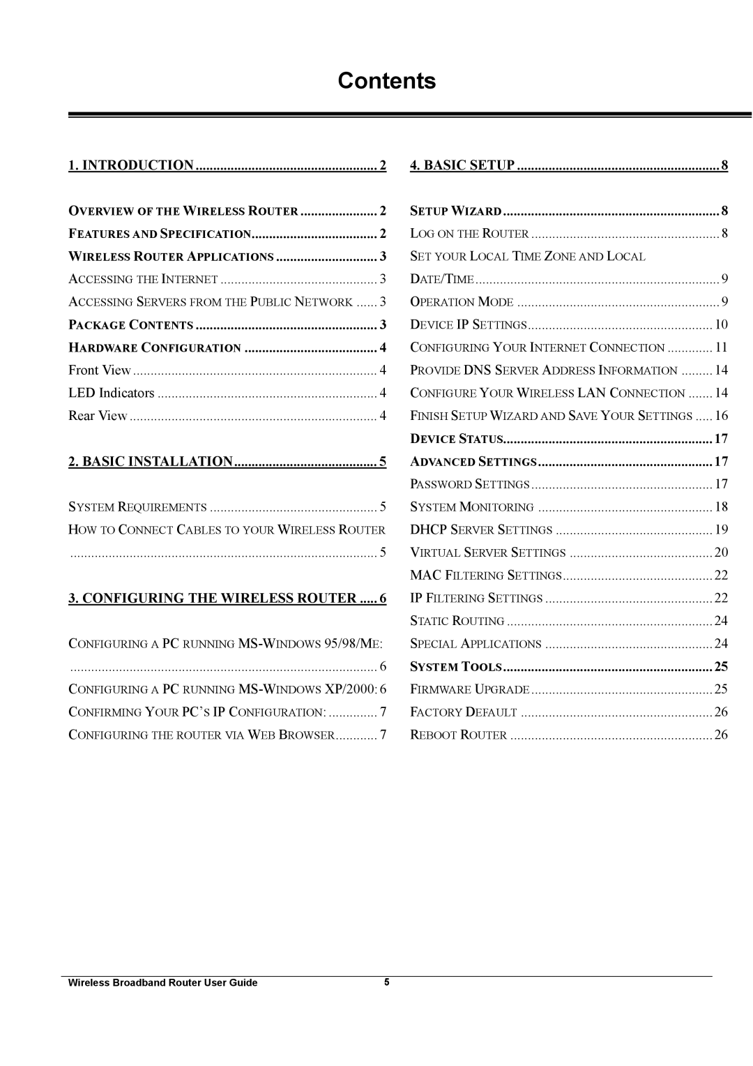 Broadband Products xDSL/Cable manual Contents 