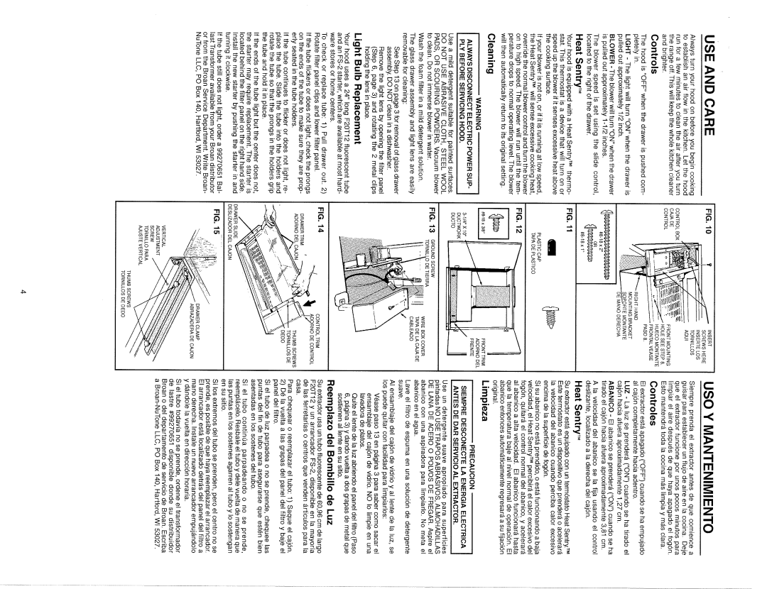 Broan 153604, 153623 manual 