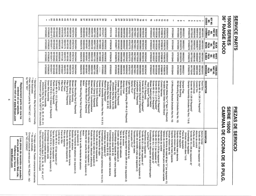 Broan 153604, 153623 manual 