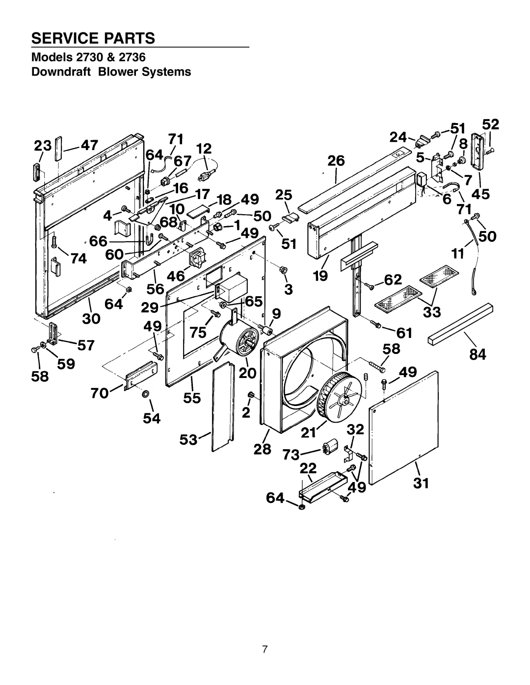 Broan 273003 warranty Models 2730 Downdraft Blower Systems 