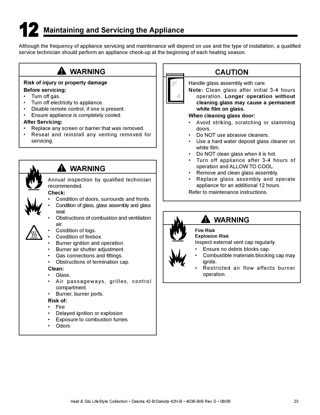 Broan 42-B, 42H-B owner manual Maintaining and Servicing the Appliance 