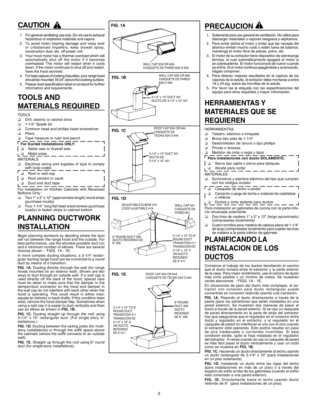 Broan 46000 Herramientas Y Materiales QUE SE Requieren, Planning Ductwork Installation, For Ducted Installations only 