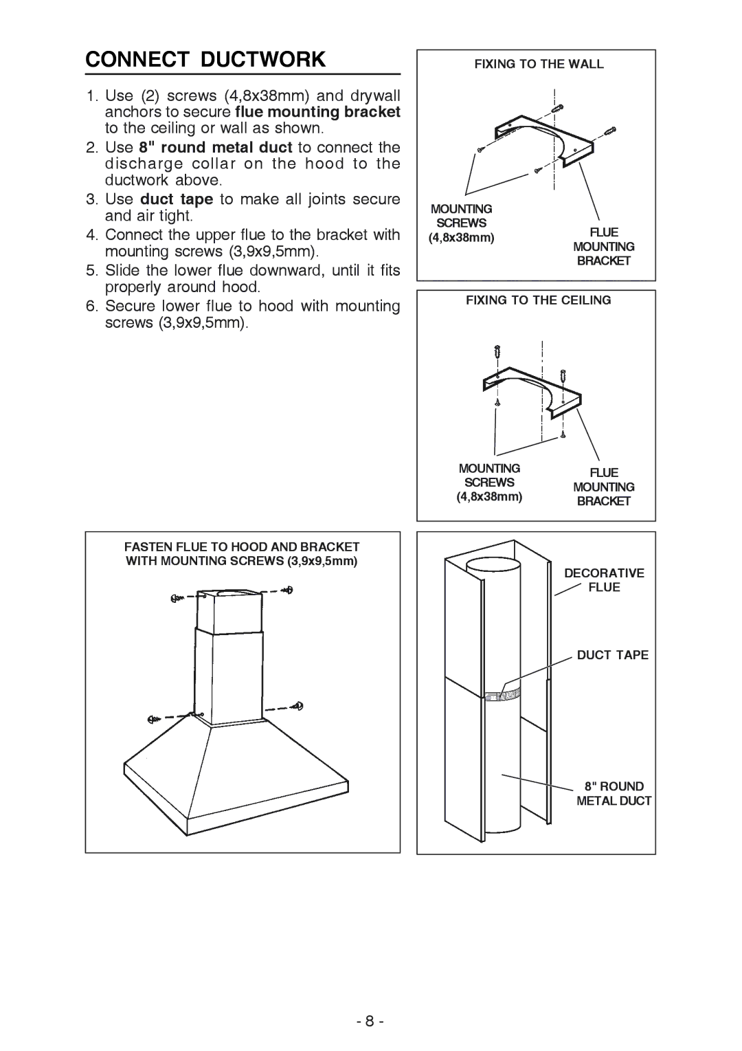 Broan 61000, 614804 manual Connect Ductwork 