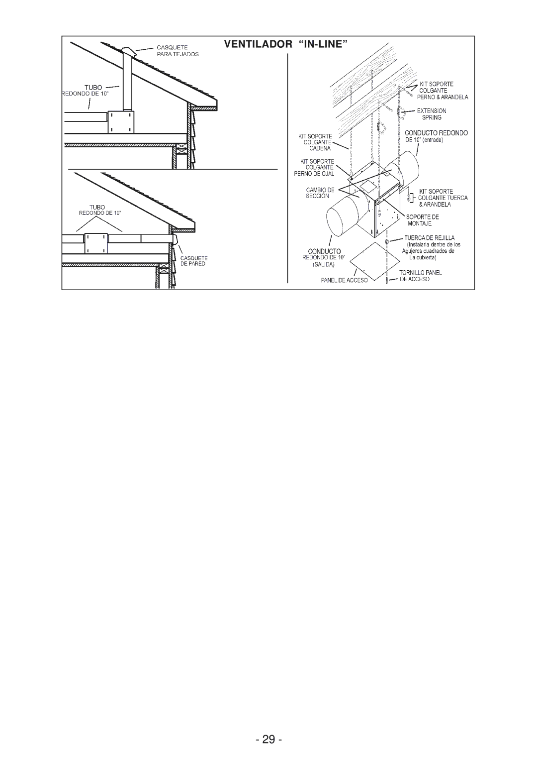 Broan 63000EX manual Ventilador IN-LINE 