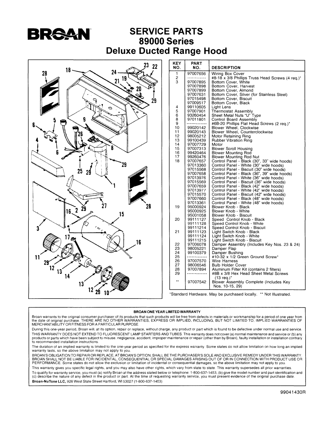 Broan 893004 manual 