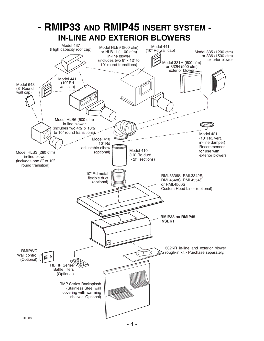 Broan Broam Elite Range Hood installation instructions IN-LINE and Exterior Blowers 