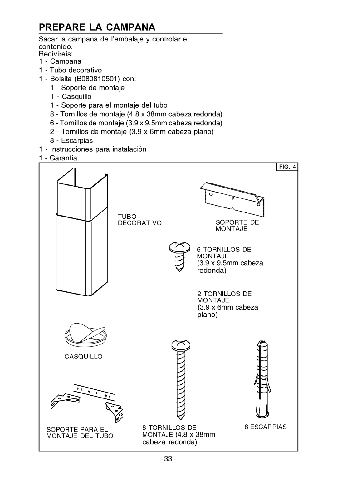 Broan E55000 manual Prepare LA Campana 