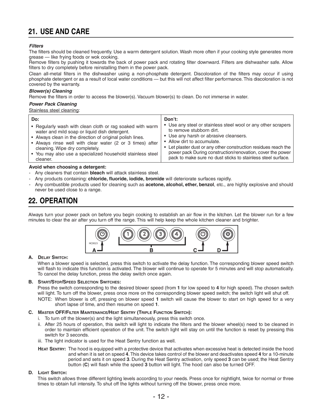 Broan 418, EC62 SERIES, 441, 410, 437 manual USE and Care, Operation 