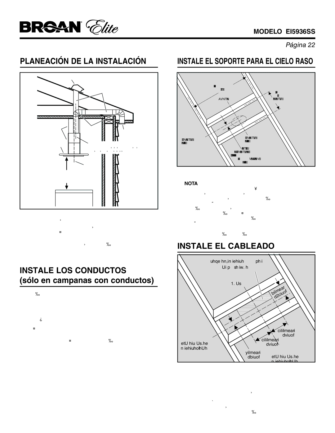 Broan EI5936SS Planeación DE LA Instalación, Instale LOS Conductos, Sólo en campanas con conductos, Instale EL Cableado 