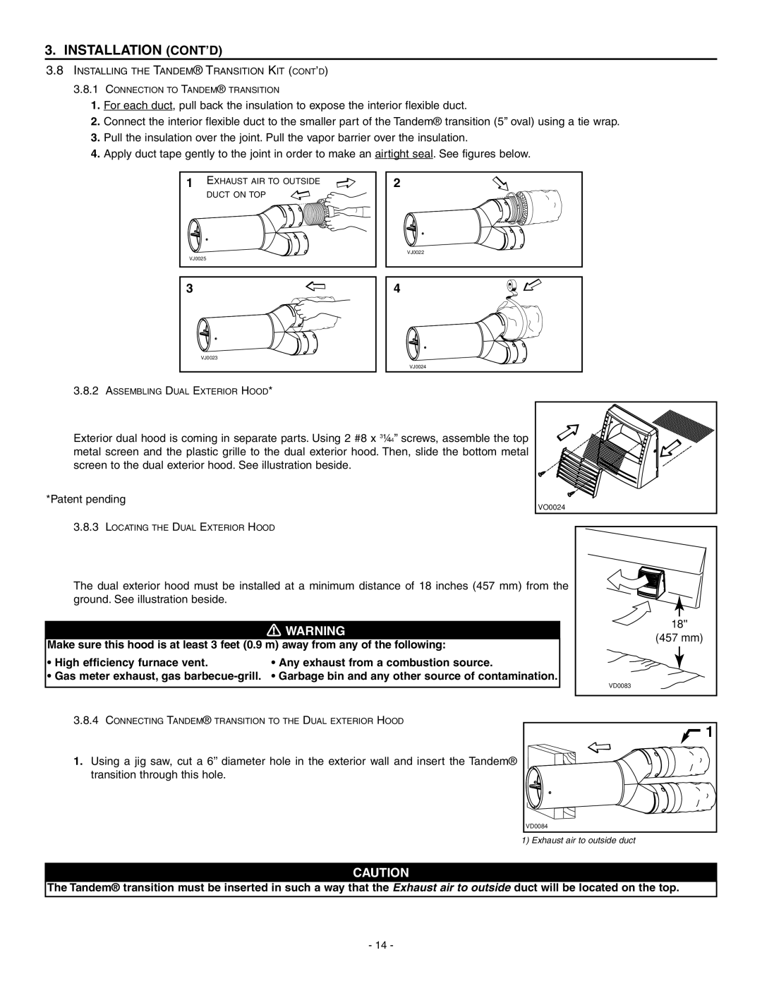 Broan HRV90HS, ERV90HCS installation instructions 457 mm 