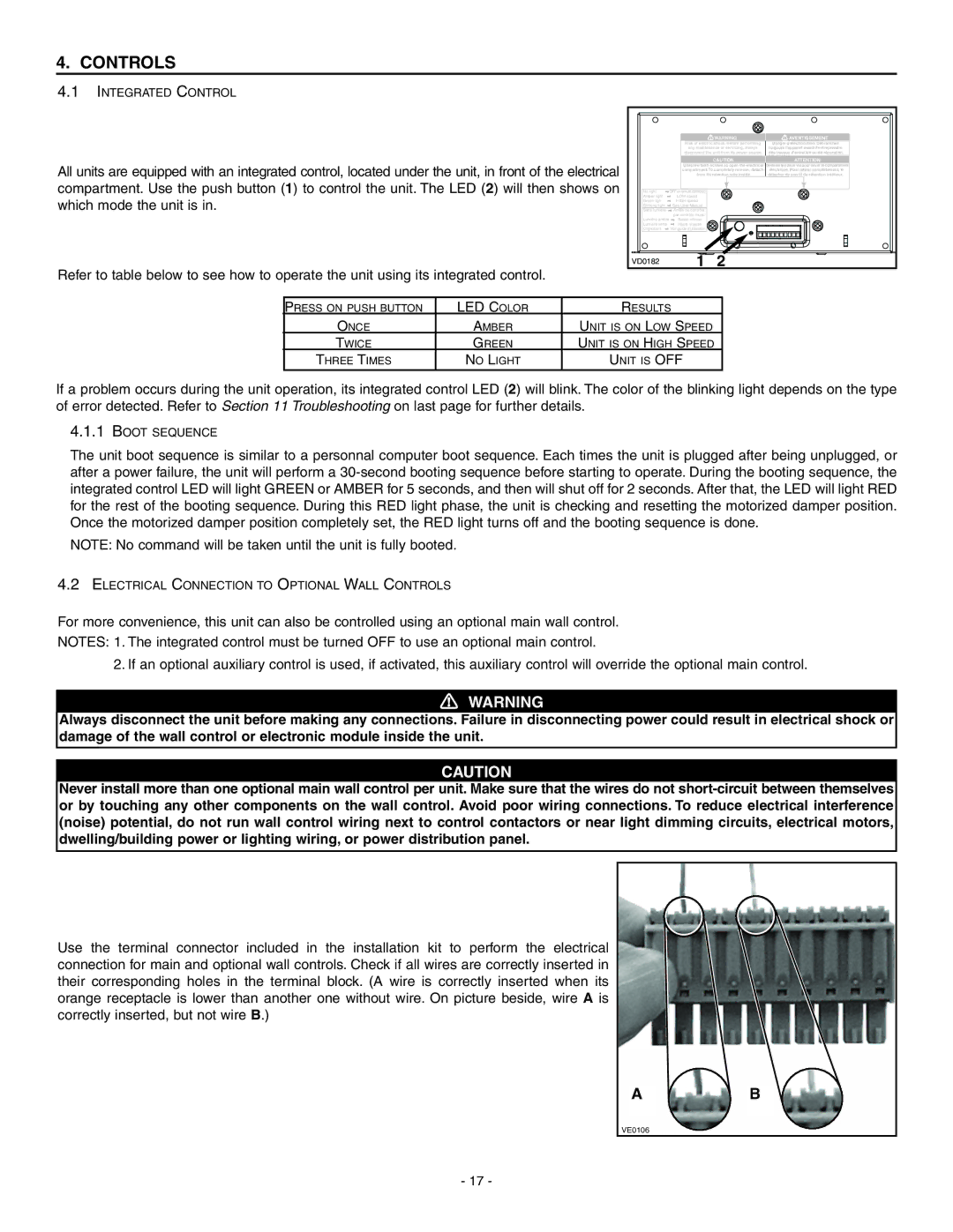 Broan ERV90HCS, HRV90HS installation instructions Controls, Avertissement 