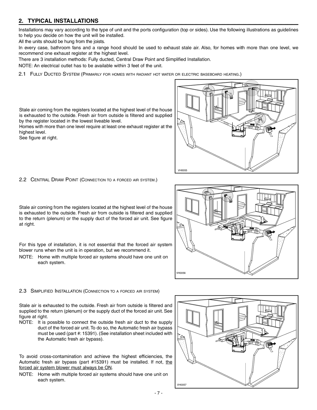 Broan ERV90HCS, HRV90HS installation instructions Typical Installations 