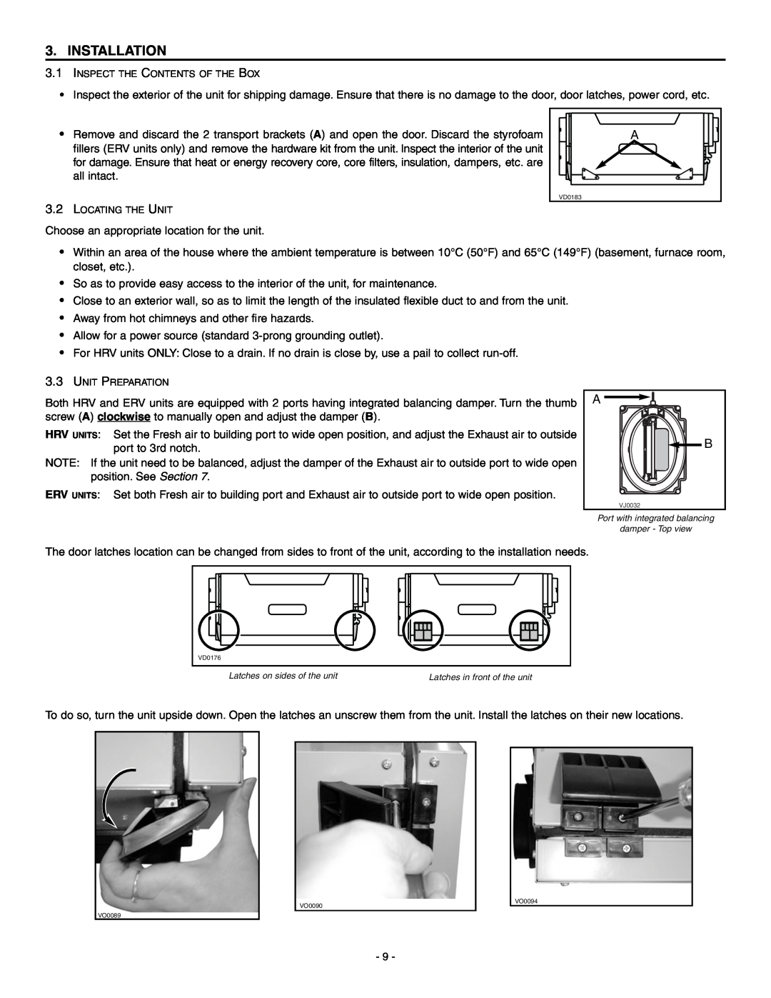 Broan ERV90HCS, HRV90HS installation instructions Installation 