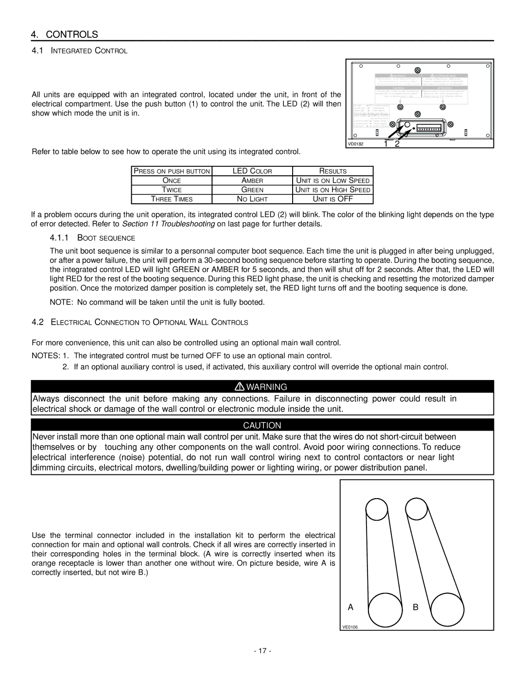 Broan HRV90HT, ERV90HCT installation instructions Controls, Avertissement 