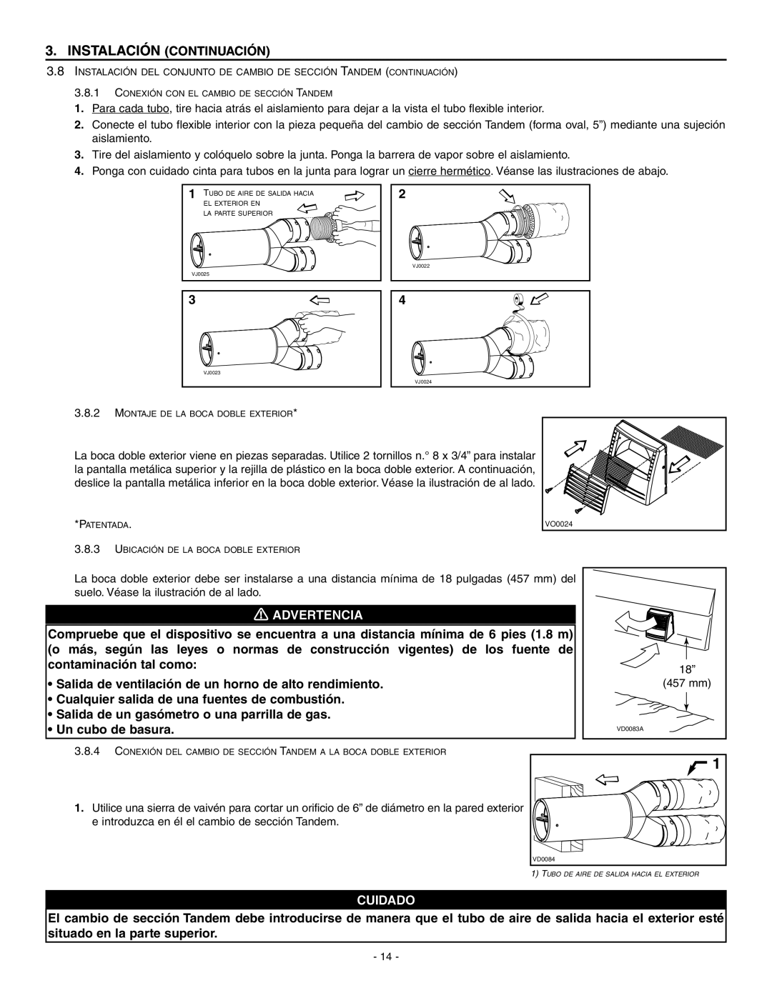 Broan ERV90HCT, HRV90HT installation instructions 457 mm 