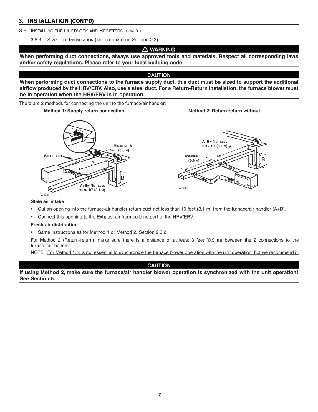 Broan ERV90HCT, HRV90HT installation instructions Installation Cont’D 