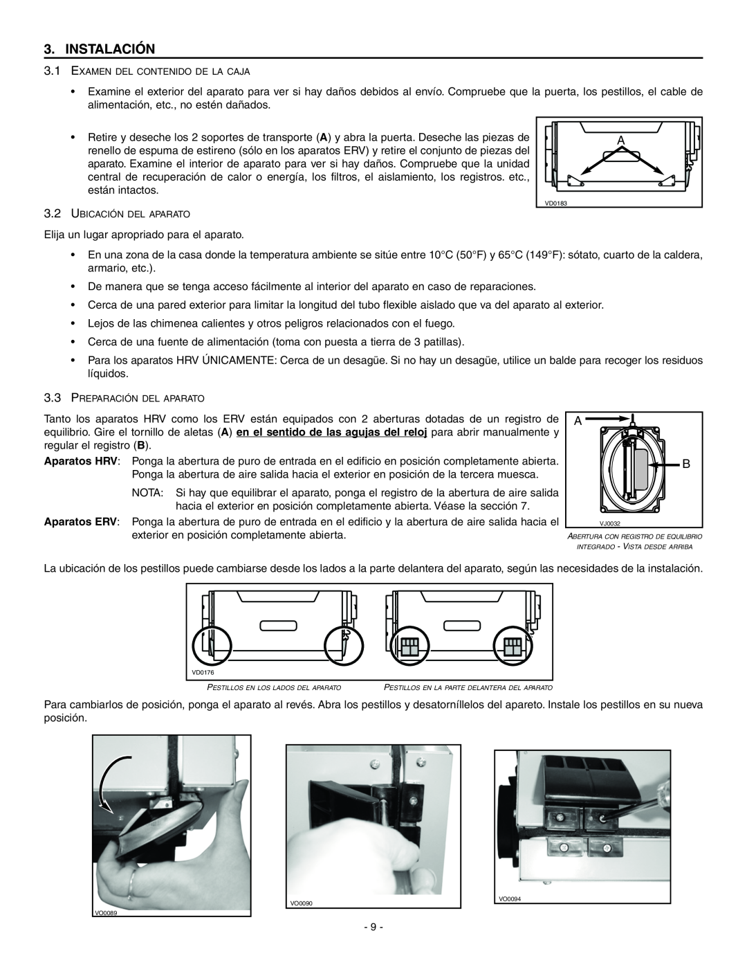 Broan HRV90HT, ERV90HCT installation instructions Instalación 