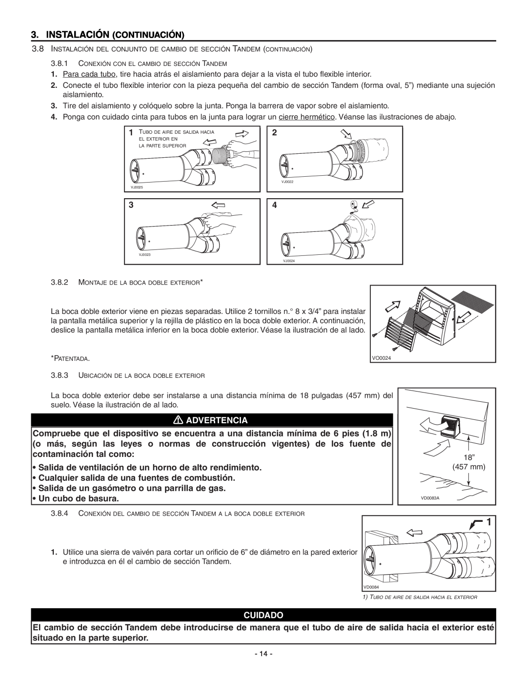 Broan ERV90HCT, HRV90HT installation instructions Instalación Continuación, Advertencia, Cuidado 