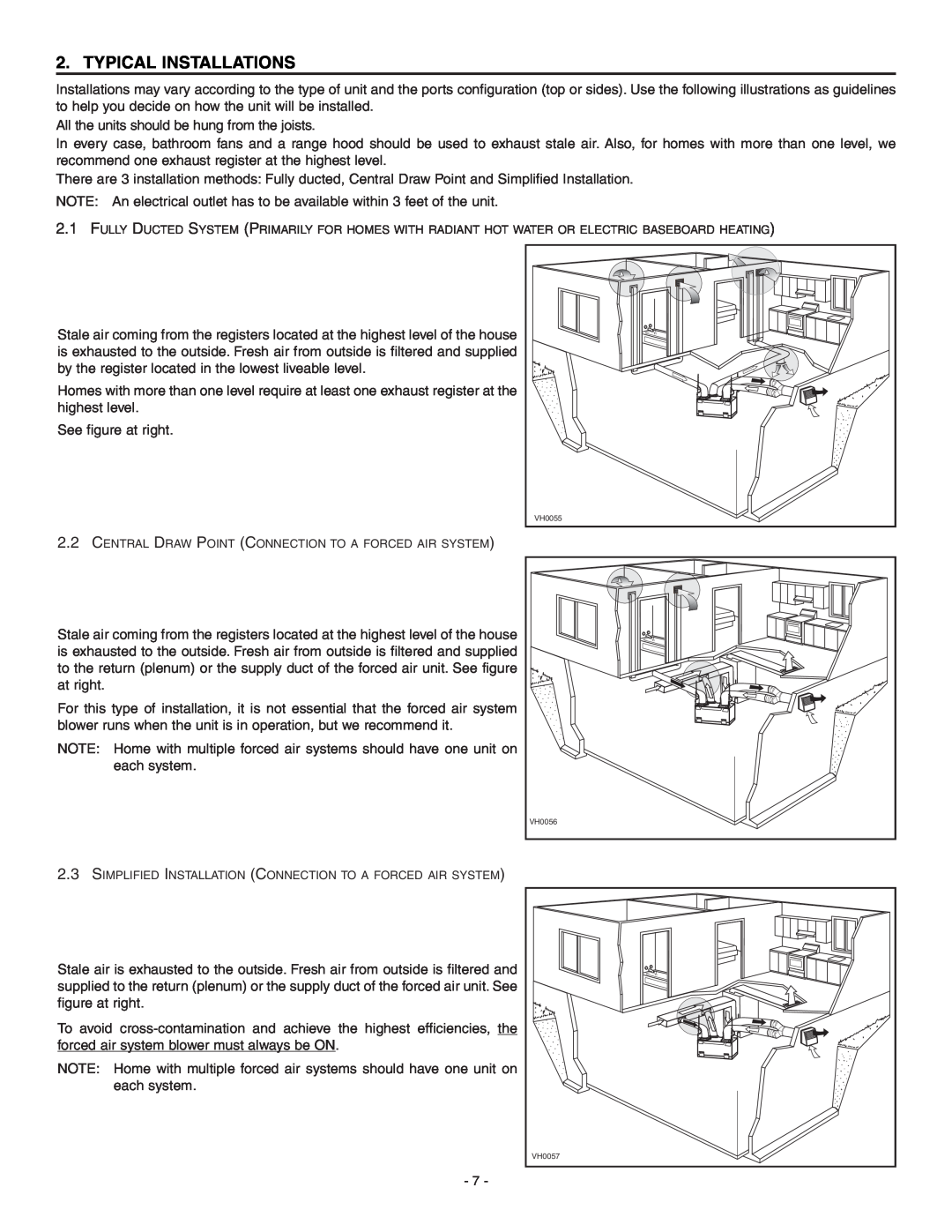Broan HRV90HT, ERV90HCT installation instructions Typical Installations 