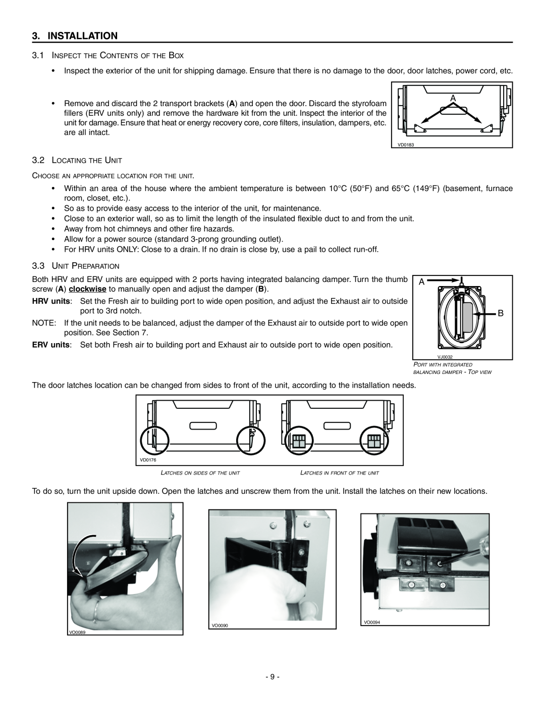 Broan HRV90HT, ERV90HCT installation instructions Installation 