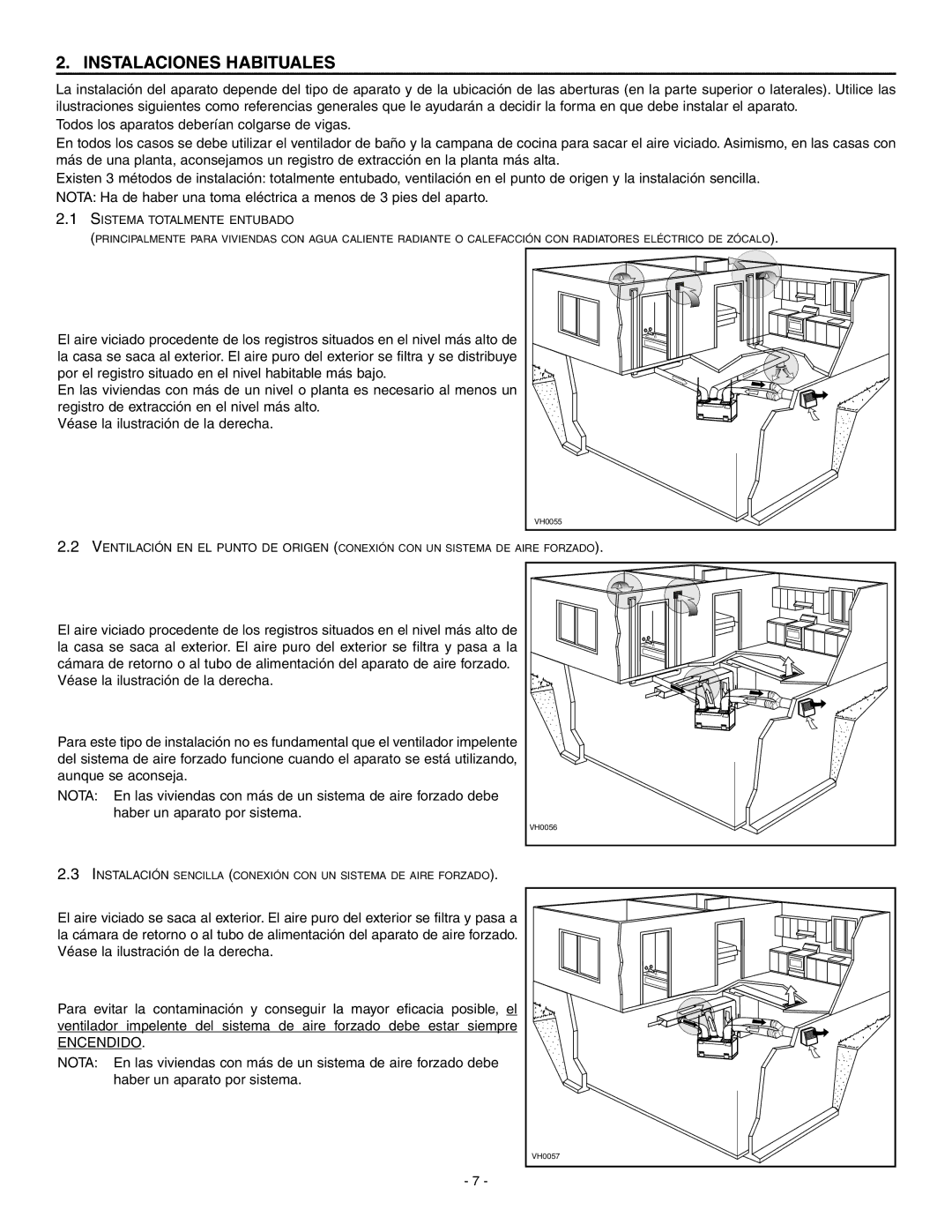 Broan ERV90HCT installation instructions Instalaciones Habituales, Sistema Totalmente Entubado 