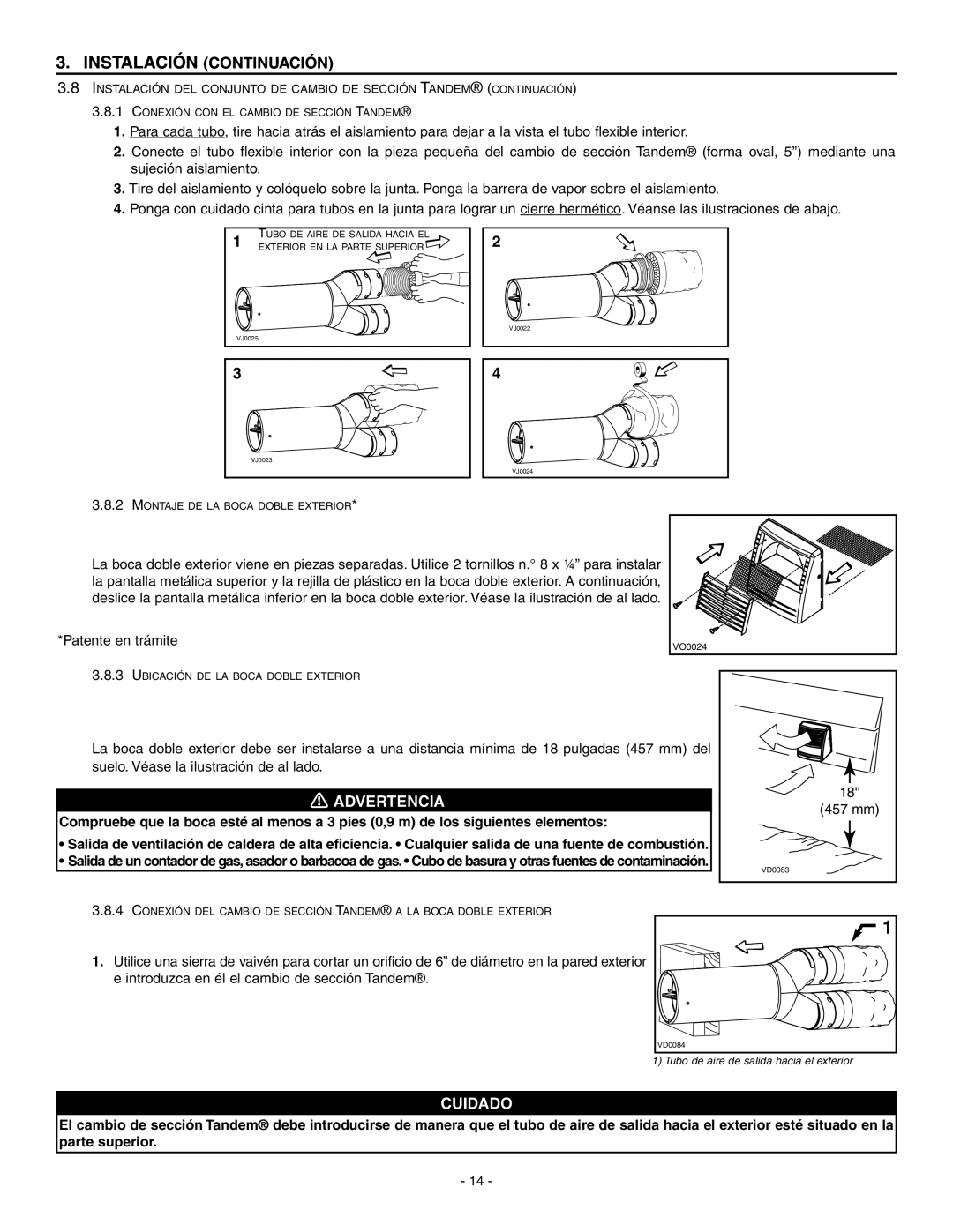 Broan ERV90HCT installation instructions Tubo de aire de salida hacia el exterior 