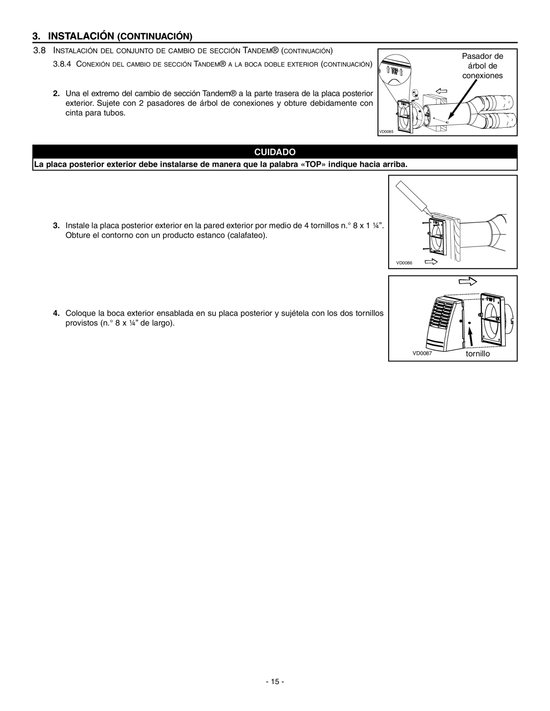 Broan ERV90HCT installation instructions Pasador de 