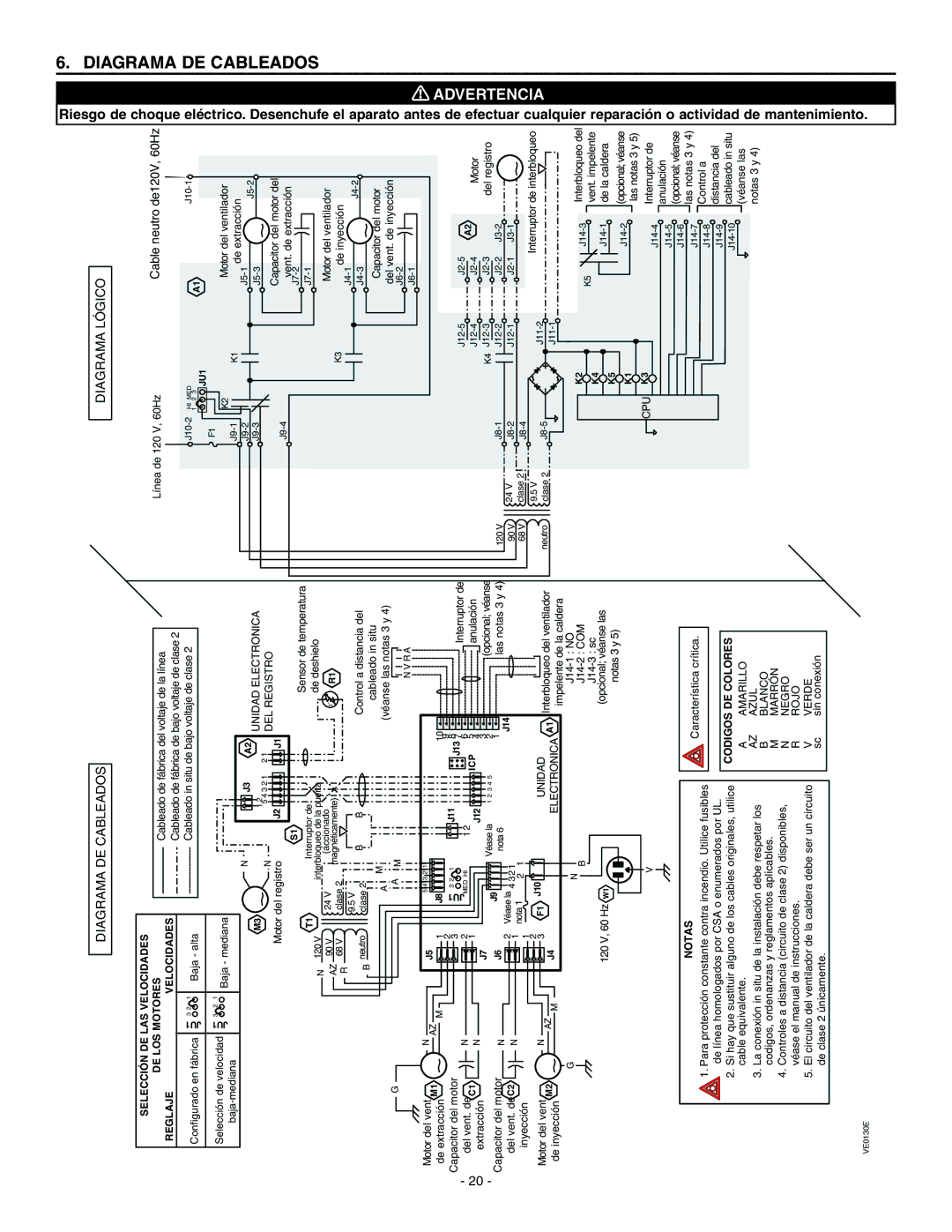 Broan ERV90HCT installation instructions Diagrama DE Cableados Diagrama Lógico 