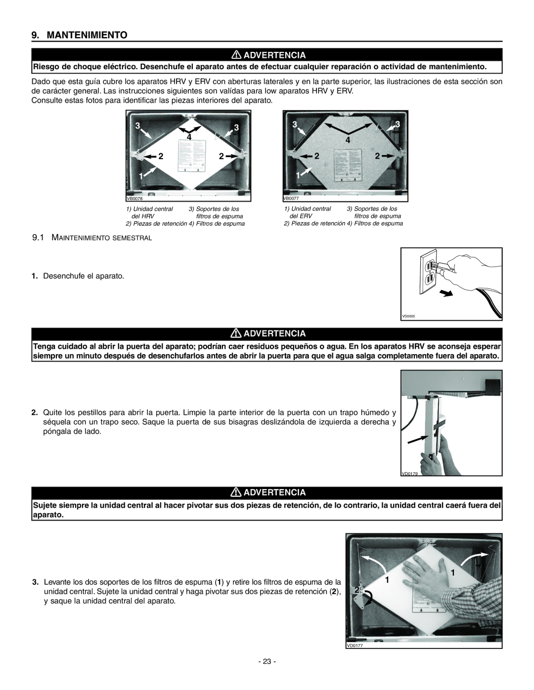 Broan ERV90HCT installation instructions Mantenimiento 