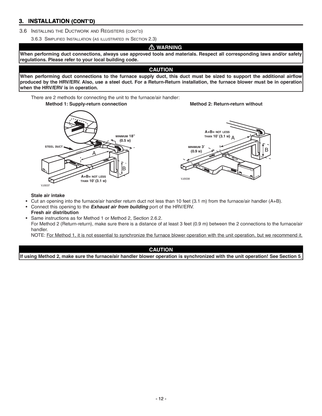 Broan ERV90HCT installation instructions Installation Cont’D 