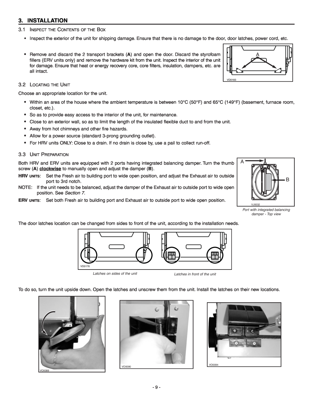 Broan ERV90HCT installation instructions Installation 