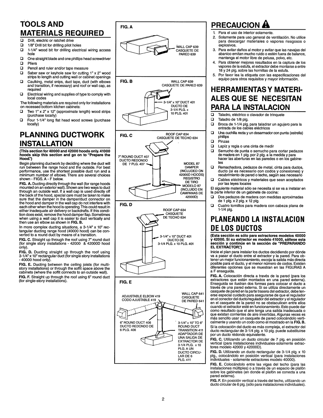 Broan 424204, F403601, 423001, 423004, 423002, 413601, 403001, 402402 manual 