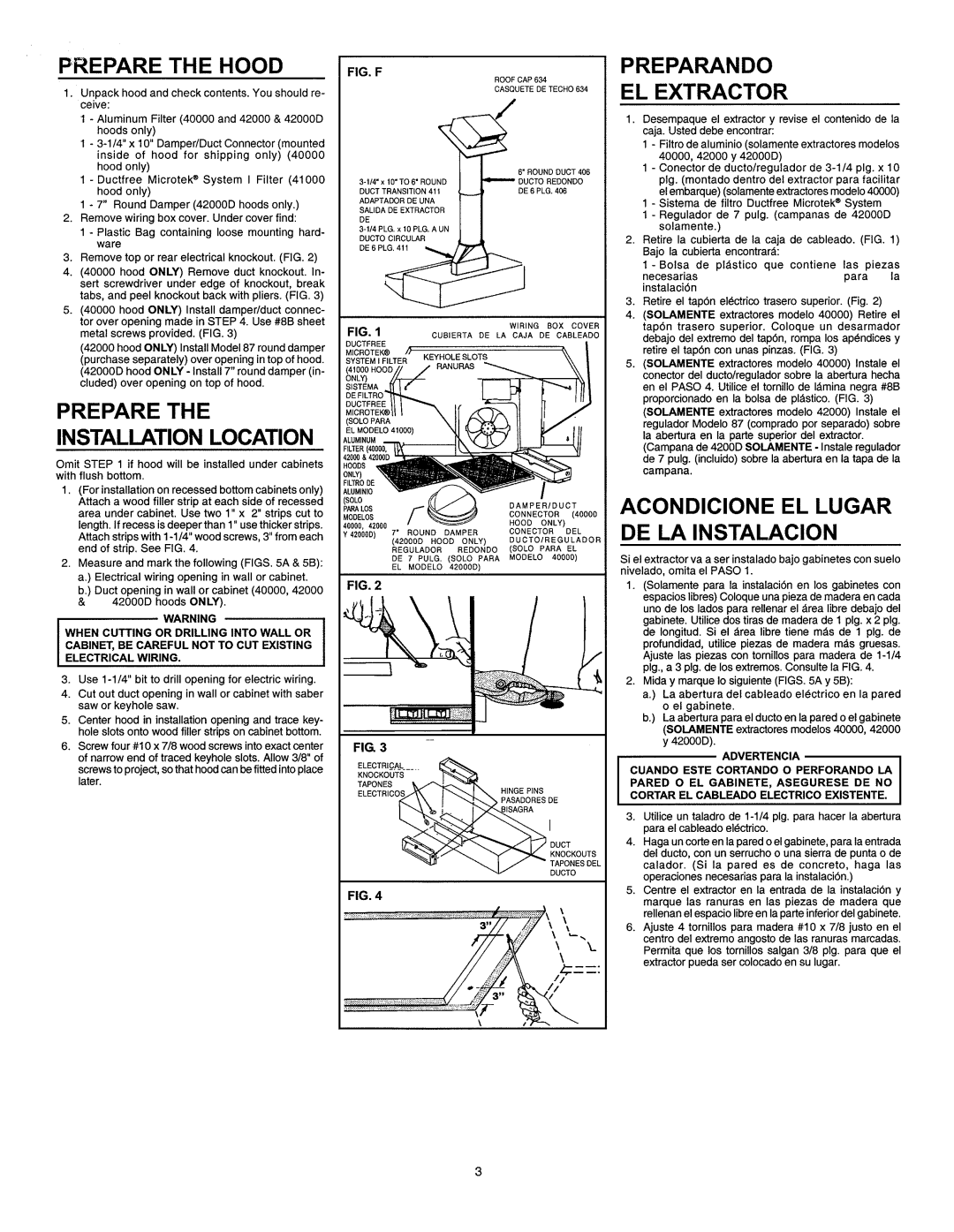 Broan 423004, F403601, 423001, 424204, 423002, 413601, 403001, 402402 manual 