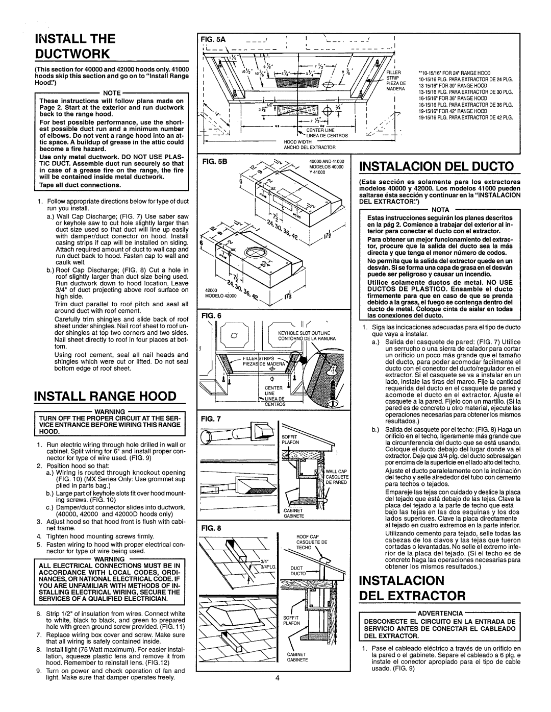 Broan 423002, F403601, 423001, 424204, 423004, 413601, 403001, 402402 manual 