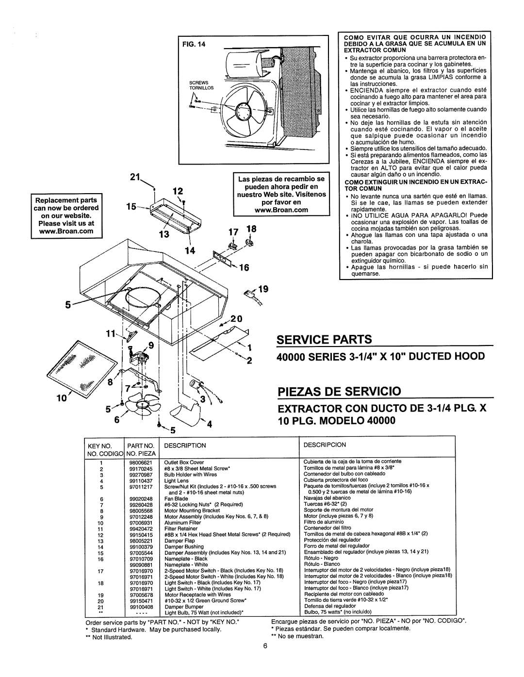 Broan F403601, 423001, 424204, 423004, 423002, 413601, 403001, 402402 manual 