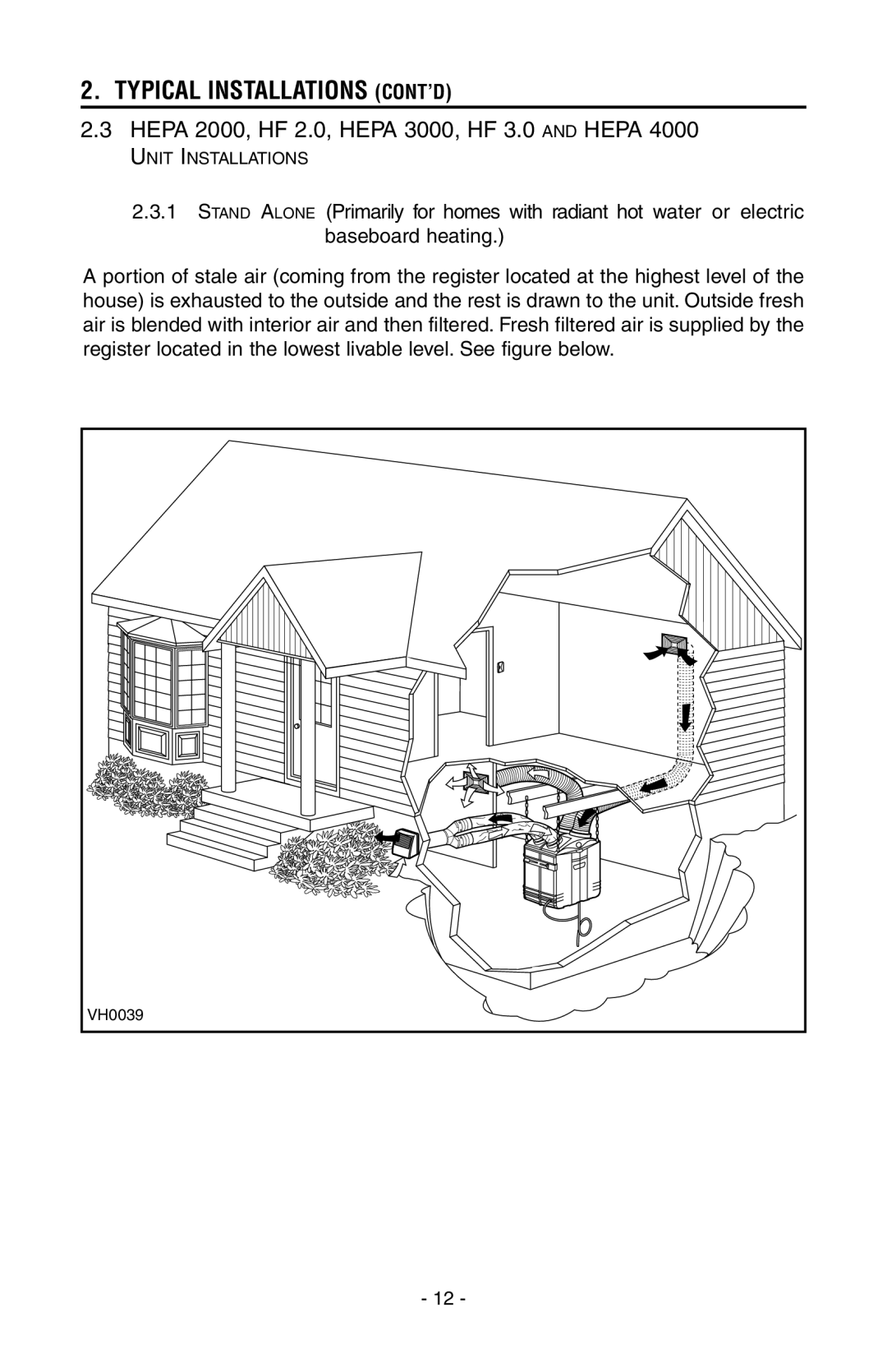 Broan HEPA 4000, HEPA 3000, HEPA 2000, HEPA 1000 installation instructions Hepa 2000, HF 2.0, Hepa 3000, HF 3.0 and Hepa 