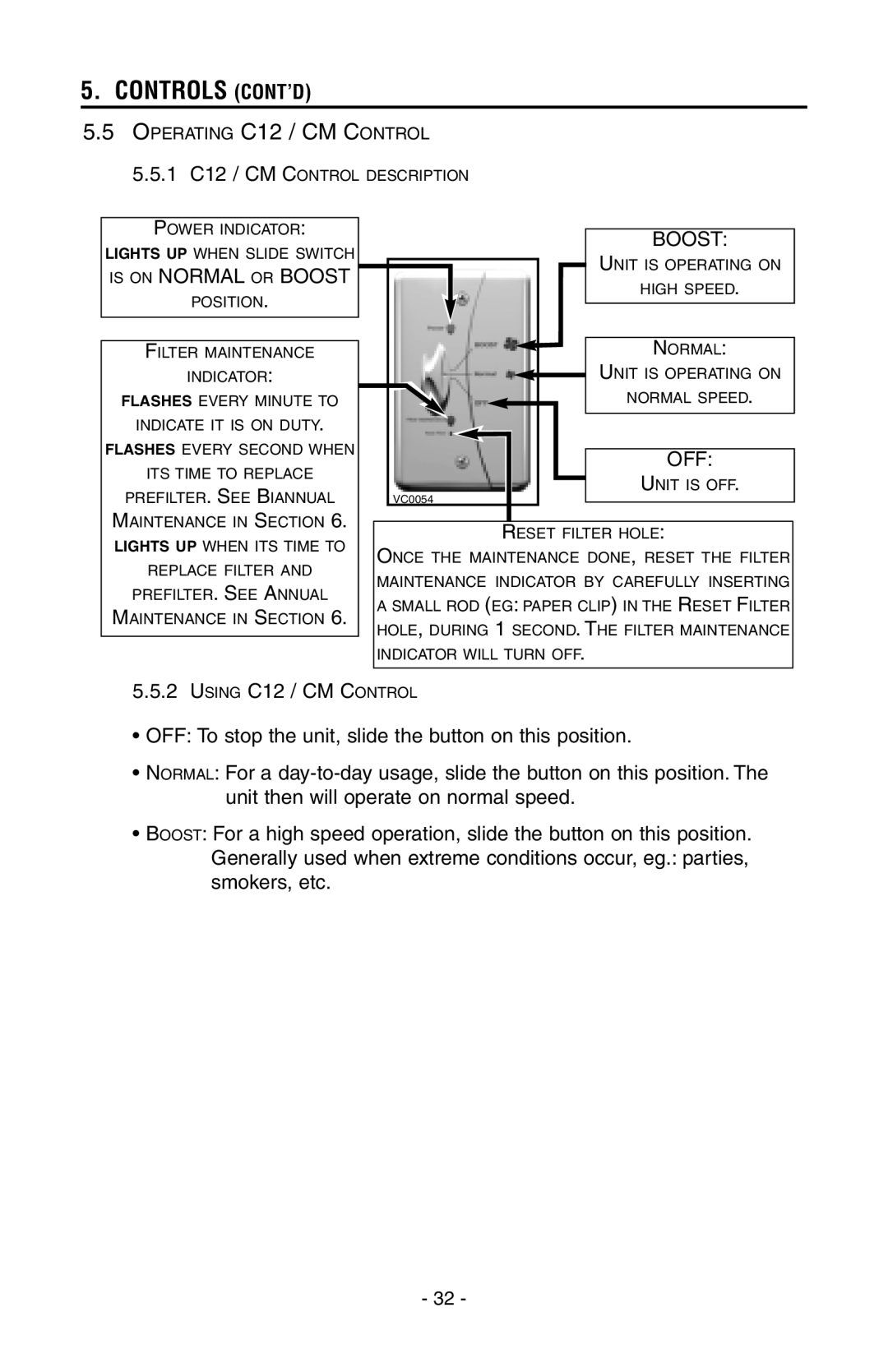 Broan HEPA 4000, HEPA 3000, HEPA 2000, HEPA 1000 installation instructions Is on Normal or Boost 