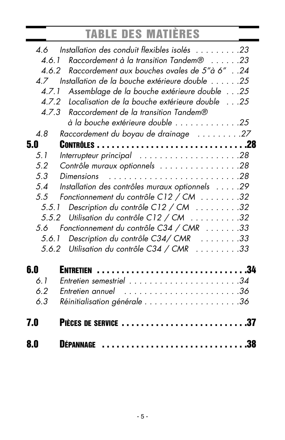 Broan HEPA 3000, HEPA 4000, HEPA 2000, HEPA 1000 installation instructions Table DES Matières 