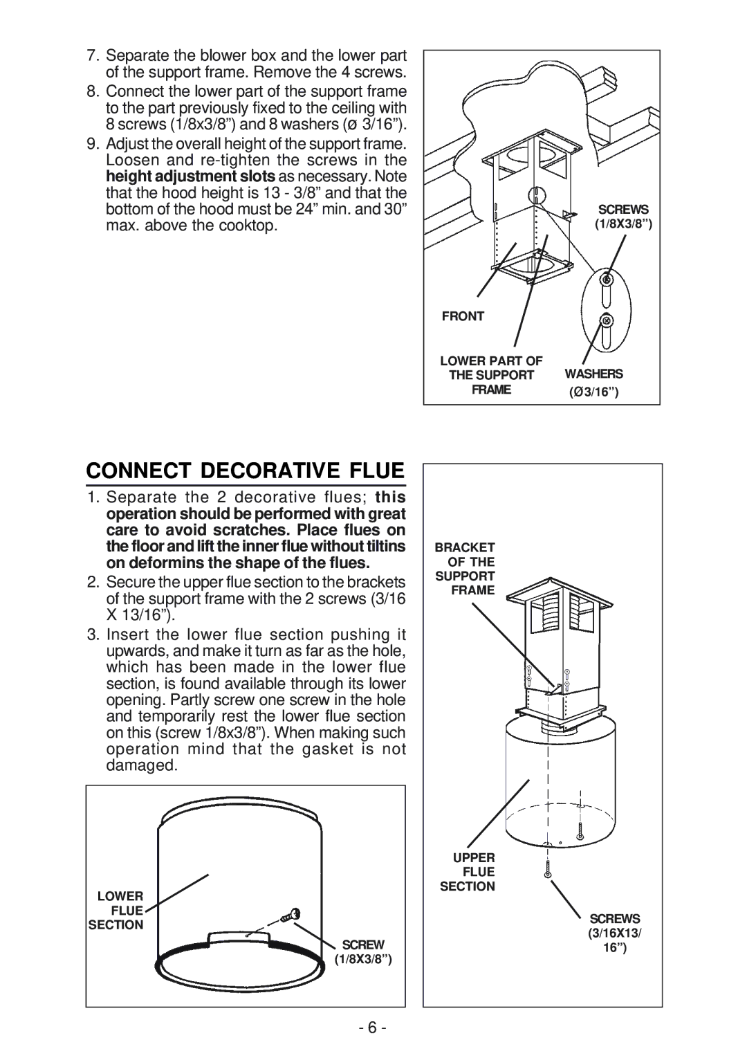 Broan IS241, BER02IS manual Connect Decorative Flue 