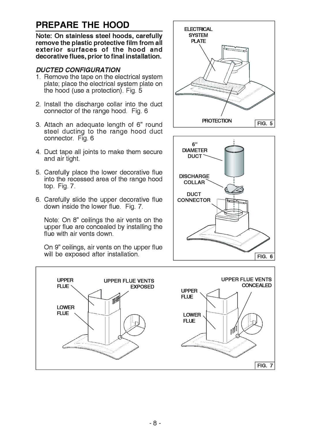 Broan K7388 manual Prepare the Hood, Ducted Configuration 