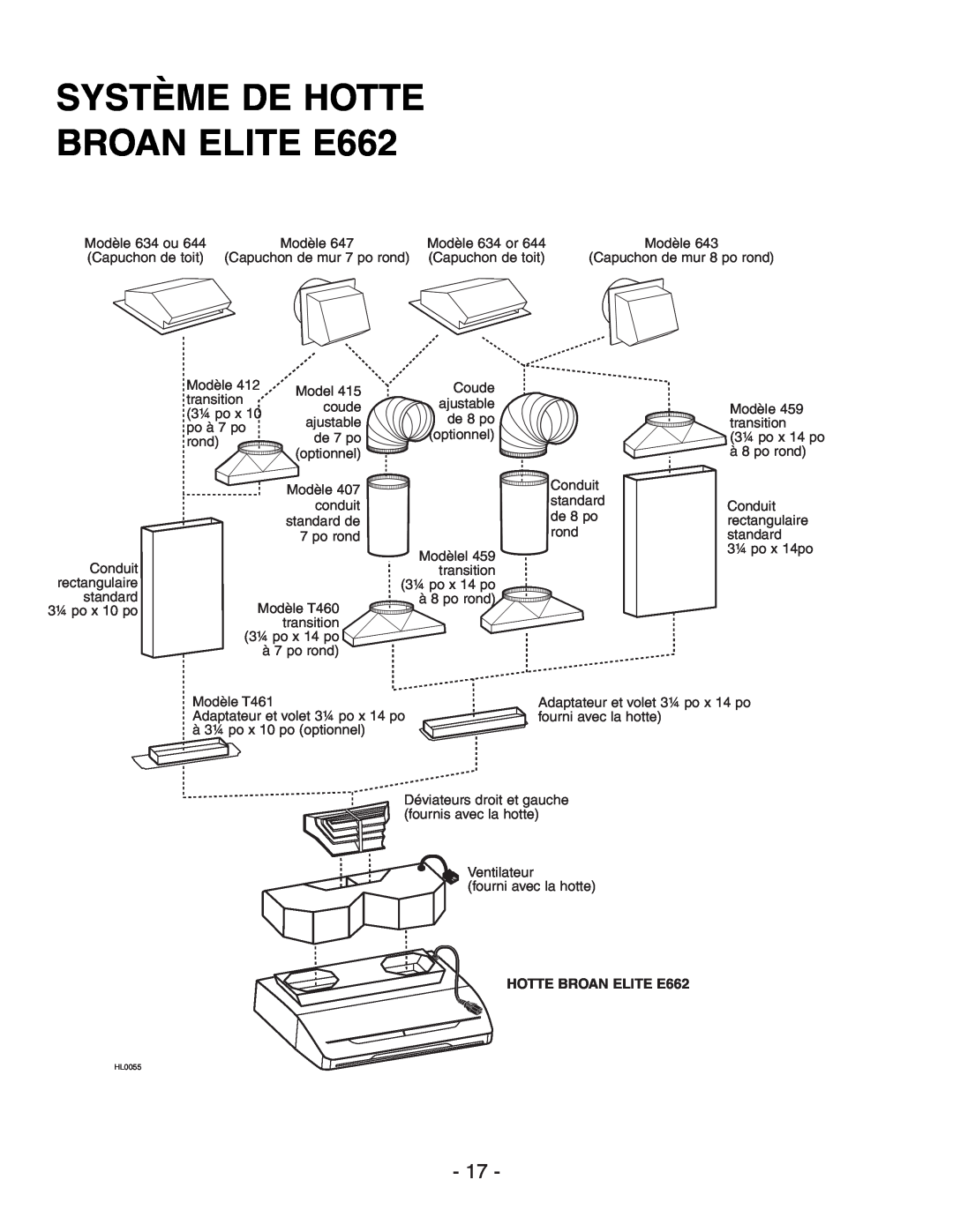 Broan Model E662 installation instructions SYSTÈME DE HOTTE BROAN ELITE E662 
