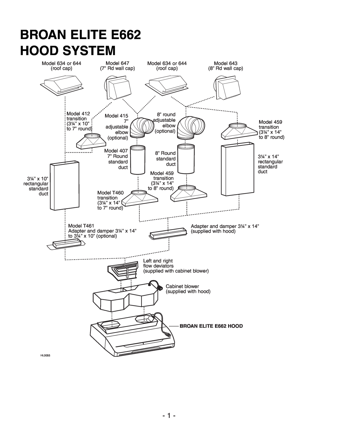 Broan Model E662 installation instructions BROAN ELITE E662 HOOD SYSTEM 