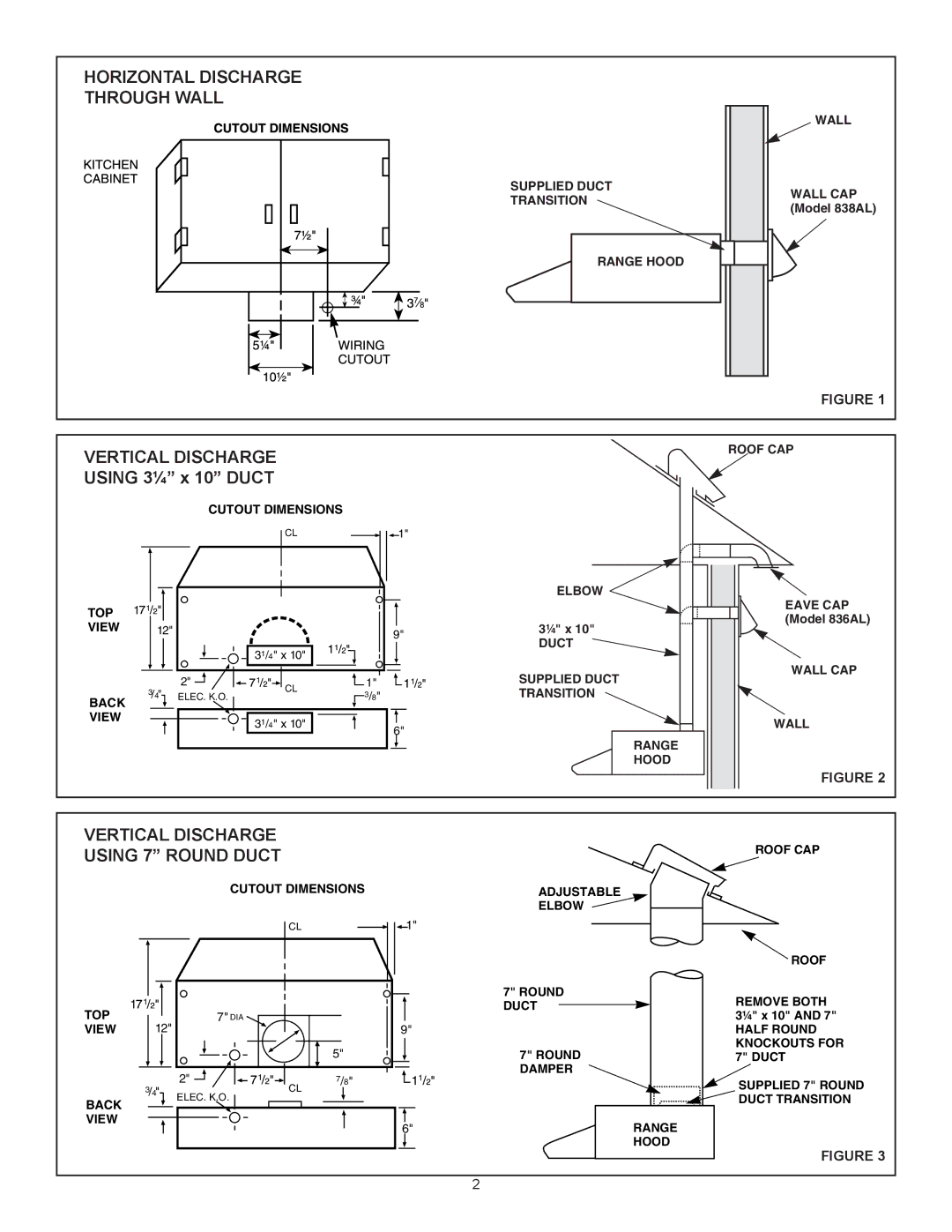 Broan Ql100 Series installation instructions Horizontal Discharge Through Wall 