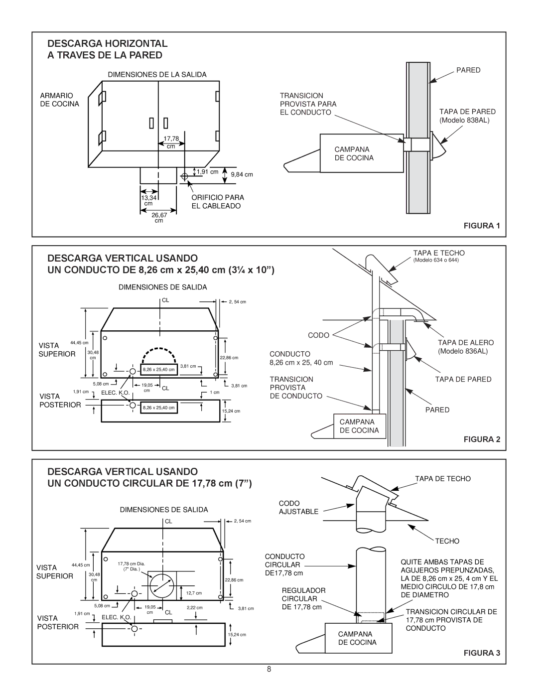 Broan Ql100 Series installation instructions Descarga Horizontal a Traves DE LA Pared 